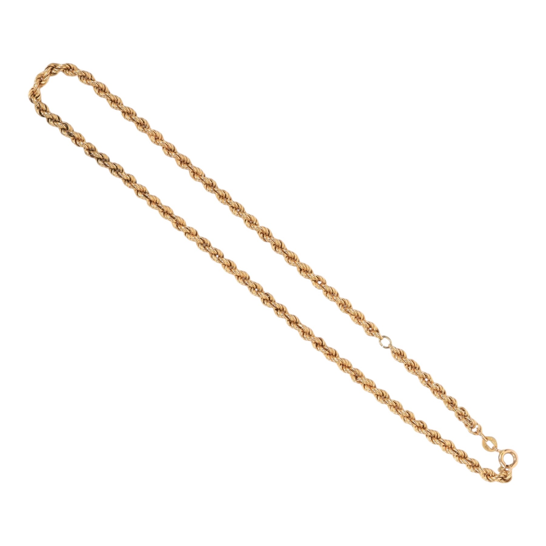9ct gold rope twist chain necklace, hallmarked