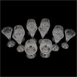 Set of six Stuart Crystal Beaconsfield pattern brandy glasses and set of six sherry glasses