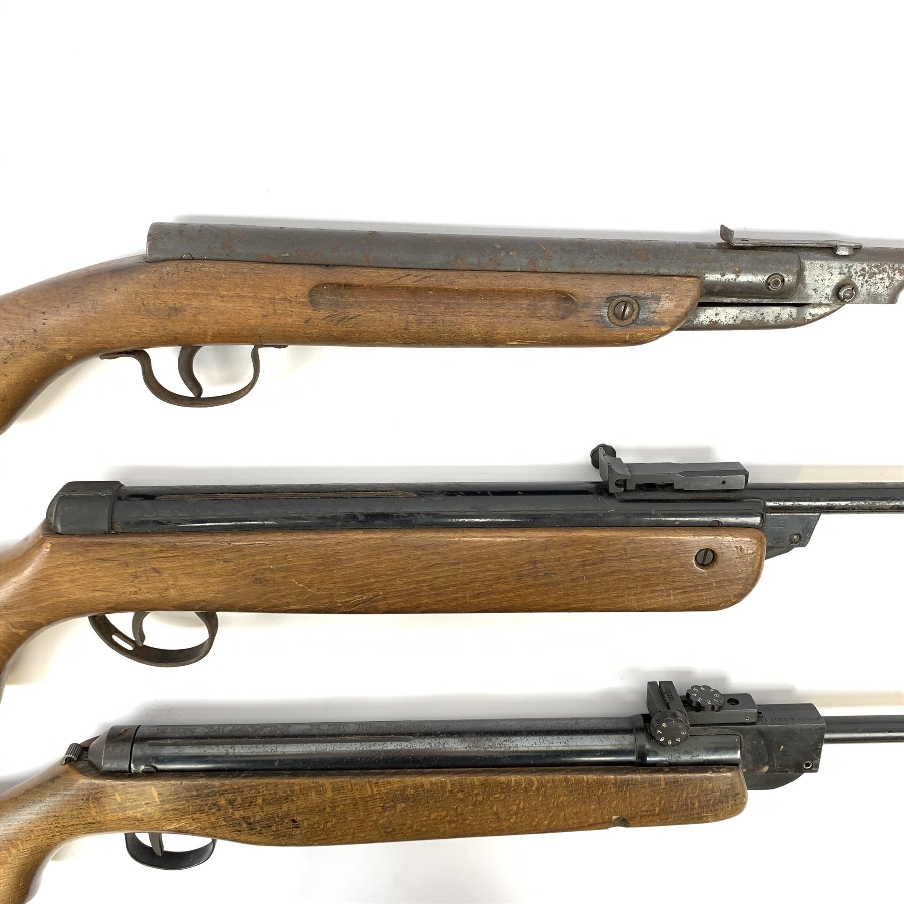 Webley Hawk MK11 .22 air rifle with break barrel action L105cm overall; BSA  .22 air rifle with break barrel action; and Diana .177 smooth bore air rifle (3)
