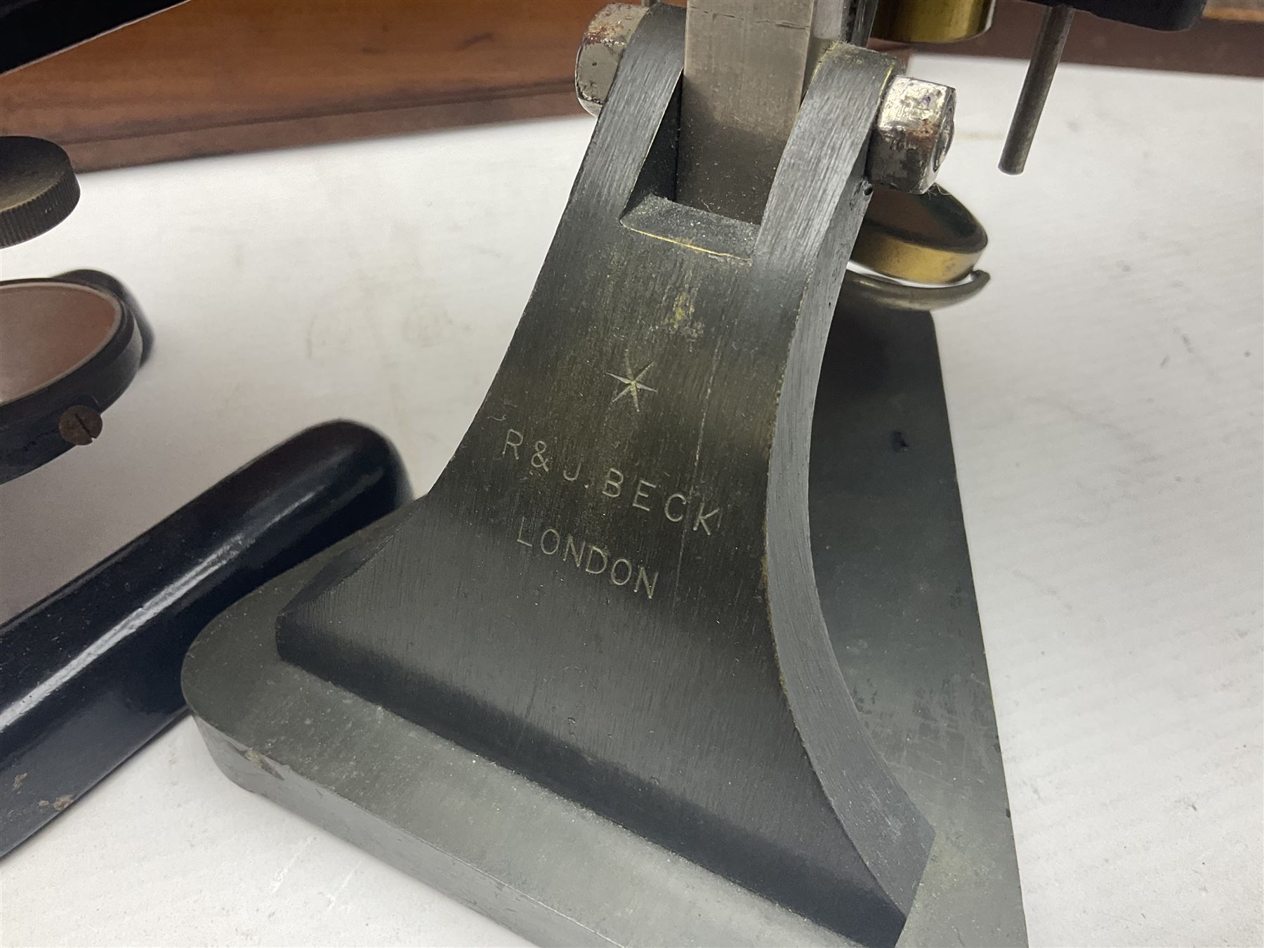 Four microscopes, comprising Nomo Biolam, RCS Zoo Lab 240, R Beck no 13756 and one other