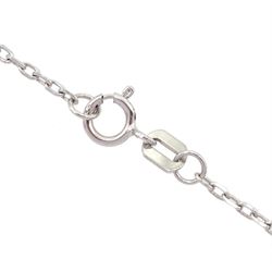 18ct white gold oval cut emerald, round and tapered baguette cut diamond pendant necklace, emerald 1.19 carat, total diamond weight 0.88 carat, with World Gemological Institute report