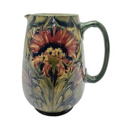 Early 20th century Moorcroft for Macintyre jug, decorated in Revived Cornflower pattern, impressed mark to base, H19cm