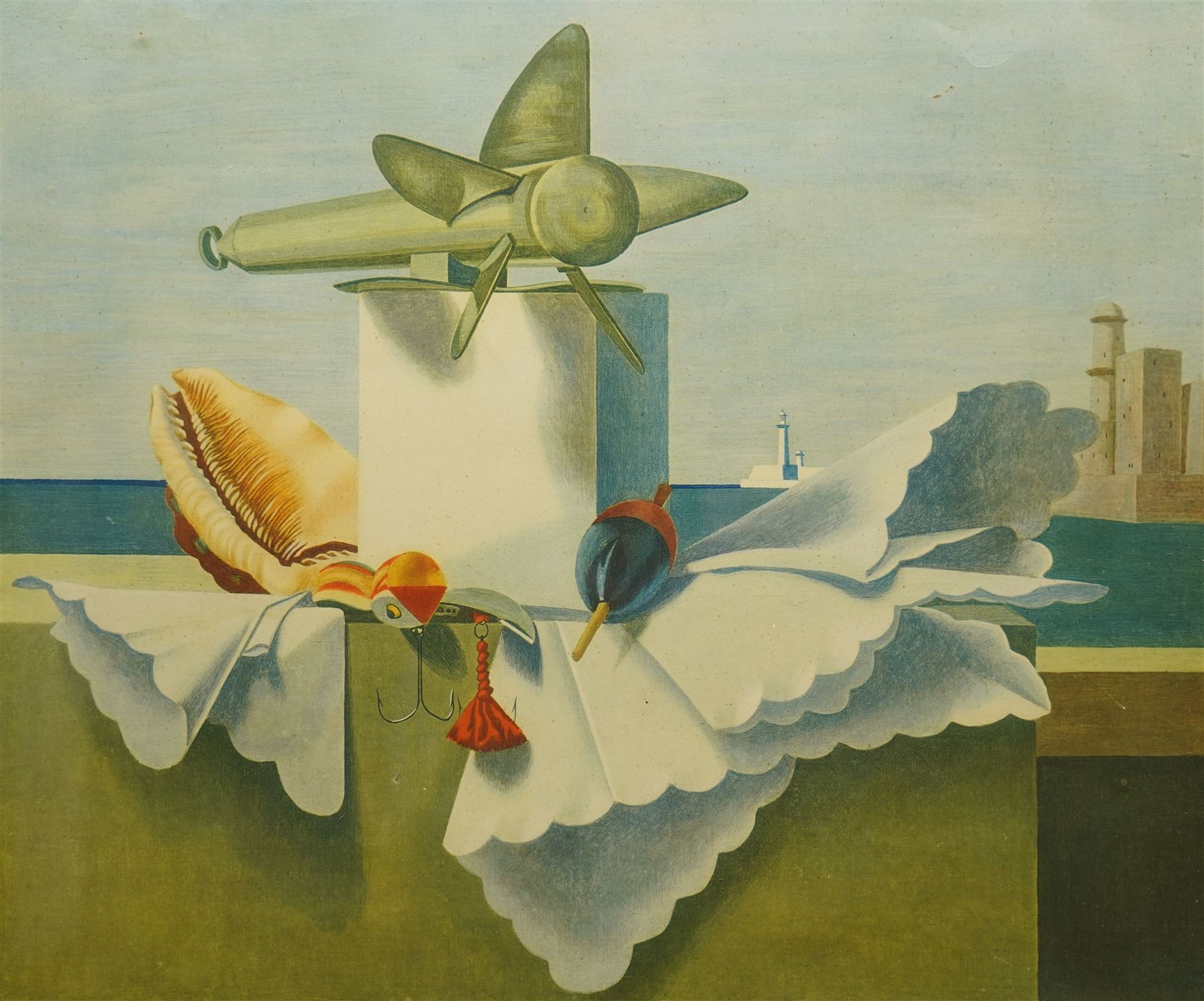 Edward Wadsworth (British 1889-1949): 'Wings Of The Morning', lithograph in colours signed in pencil with blindstamp 39cm x 46cm