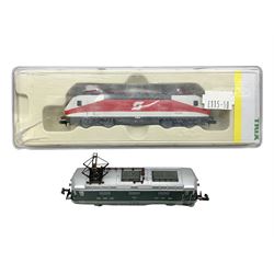 Trix Minitrix 'N' gauge - two locomotives - No.12170 E-LOK REIHE 1012 EP.V; boxed; and SBB CFF/FFS single pantograph No.11153; unboxed (2)