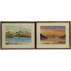 E Grieg Hall (British 20th century): 'Liathach from Loch Clair', 'Torridon Hills from Gairloch' and 'Loch Kishorn', three watercolours signed, titled verso, max 27cm x 37cm (3)