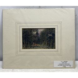 George Anderson Short (British 1856-1945): 'Looking for Prey', pair watercolours signed and dated '34 and '35, 11cm x 18cm (2)