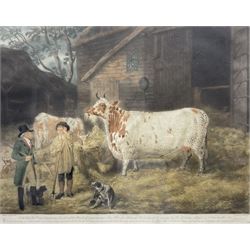 William Ward (British 1766-1826) after George Garrard (British 1760-1826): 'To the Right Hon Lord Somerville President of the board of Agriculture this plate of a Holderness Cow...', mezzotint with hand colouring pub. 1978, 47cm x 61cm