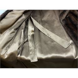 Ladies three quarter length brown mink coat, together with a ladies short black rabbit fur coat 