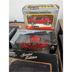 Fourteen 1:18 and 1:24 scale diecast model vehicles, including Classico Ferrari 1972 312, DX RC Lamborghini Gallardo, Maisto Silver Edition Porsche Boxter, , Bburago Williams Fw14, Bburago Ferrari 641/2, etc all boxed