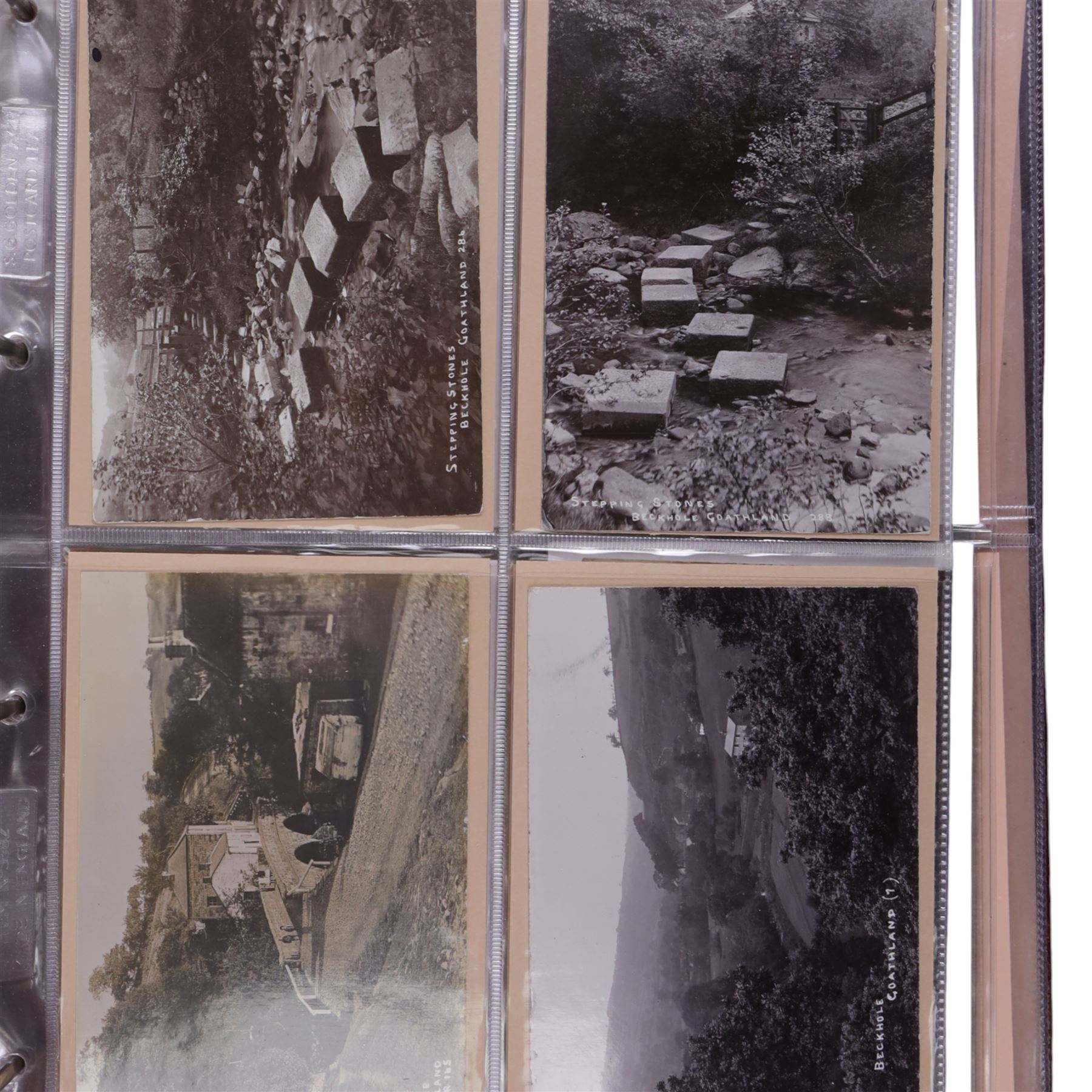 Five-hundred and thirty one late 19th and early 20th century real photographic postcards produced by J.T.Ross, depicting  daily life, village scenes, landmarks and street views of Whitby, the surrounding villages and South Teeside, including fifty-two modern copies, all housed within three postcard albums and accompanied by four copies of Ross, Photographer, Whitby 'The Life and Work of a Yorkshire Artist' by Colin Bullamore which provides a detailed overview of his life and work