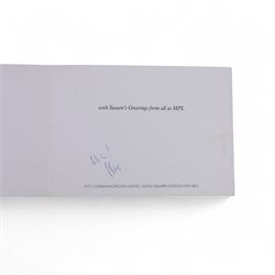 Wings at the Speed of Sound, signed vinyl, Christmas card and birthday card, the vinyl with multiple signatures, including Paul McCartney, Linda McCartney, Denny Laine, Trevor Jones and Laurence Juber, the Birthday card depicting motorbike with a note to the front written in pen reading  'Bruce McKenna 18th July 1978 16yrs', signed to the interior with personal messages including 'All the breast Bruce, Paul McCartney', 'Happy Xmas (with cross through), Happy birthday Bruce Denny Laine', 'Merry Xmas Love Linda McCartney', 'Happy birthday, Laurence Juber', etc, the christmas card showing the five band members dressed as Santa Clause, with one unidentified signature inside

Notes: the vendors lived in Canada in the early 1980s and rented out their house on their return to England. The couple who rented the house had just sold a hotel in Vancouver in which Wings had stayed, and they left the record and cards behind.