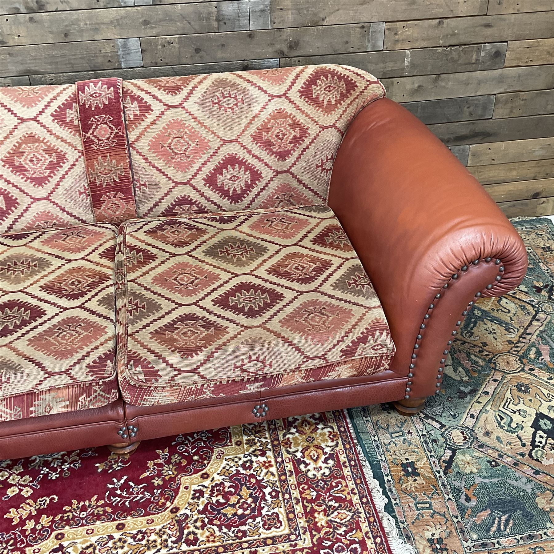 Tetrad Eastwood leather and kilim fabric sofa