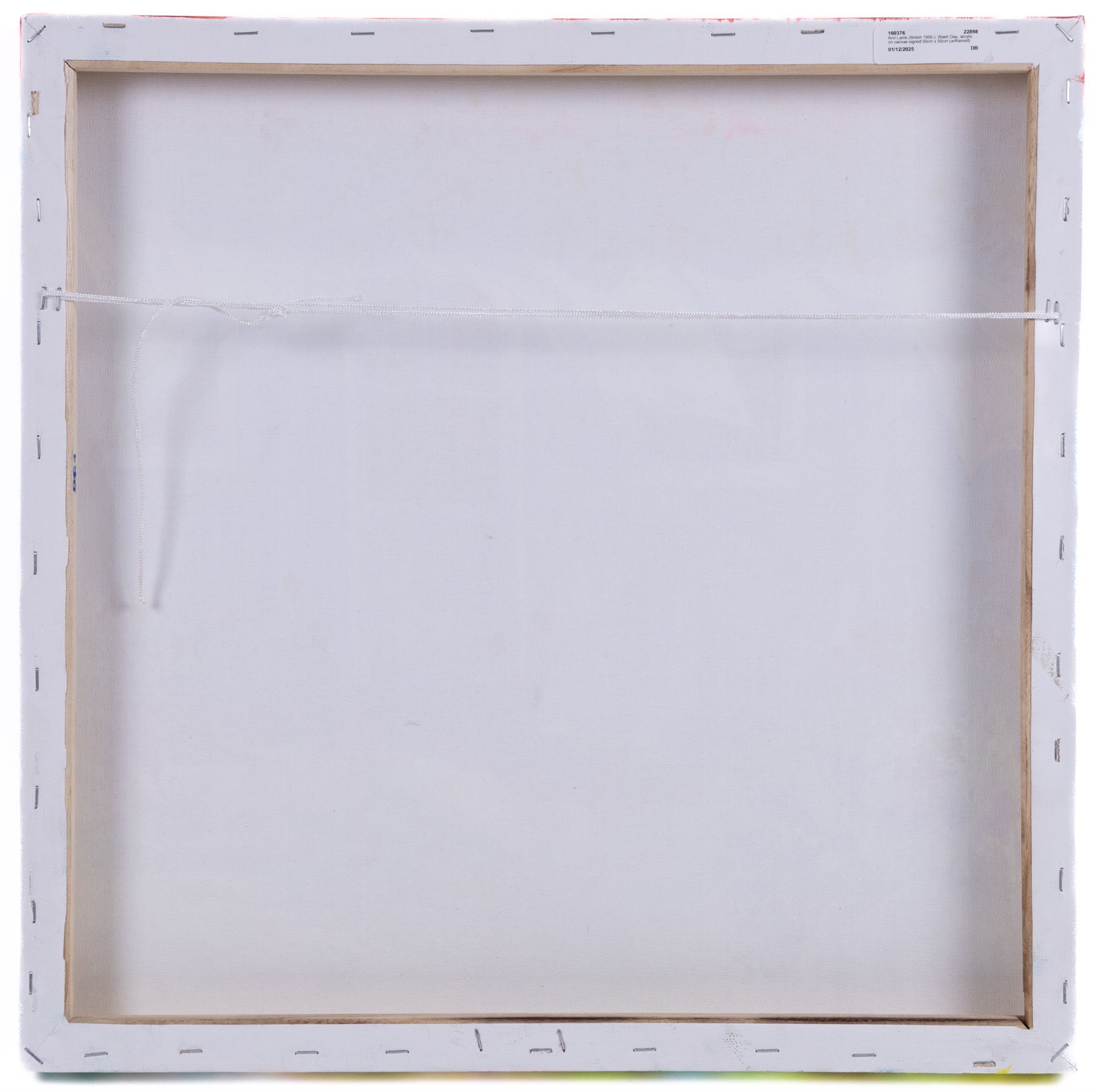 Ann Lamb (British 1955-): Wash Day, acrylic on canvas signed 50cm x 50cm (unframed)