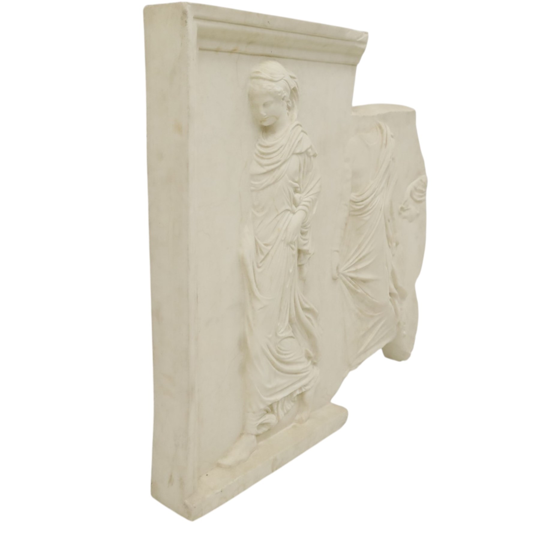 Modern fibreglass wall relief - after the east frieze of the Parthenon, depicting draped figures from the Panathenaic procession in low relief