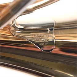 Paxman-Model 25L  French Horn, serial No 3015T. with a fixed bell incorporating the Merewether system of Horn design, in a  yellow lacquered finish with nickel silver valve casings, with Denis Wick precision mute, padded soft carrying case and carrying strap