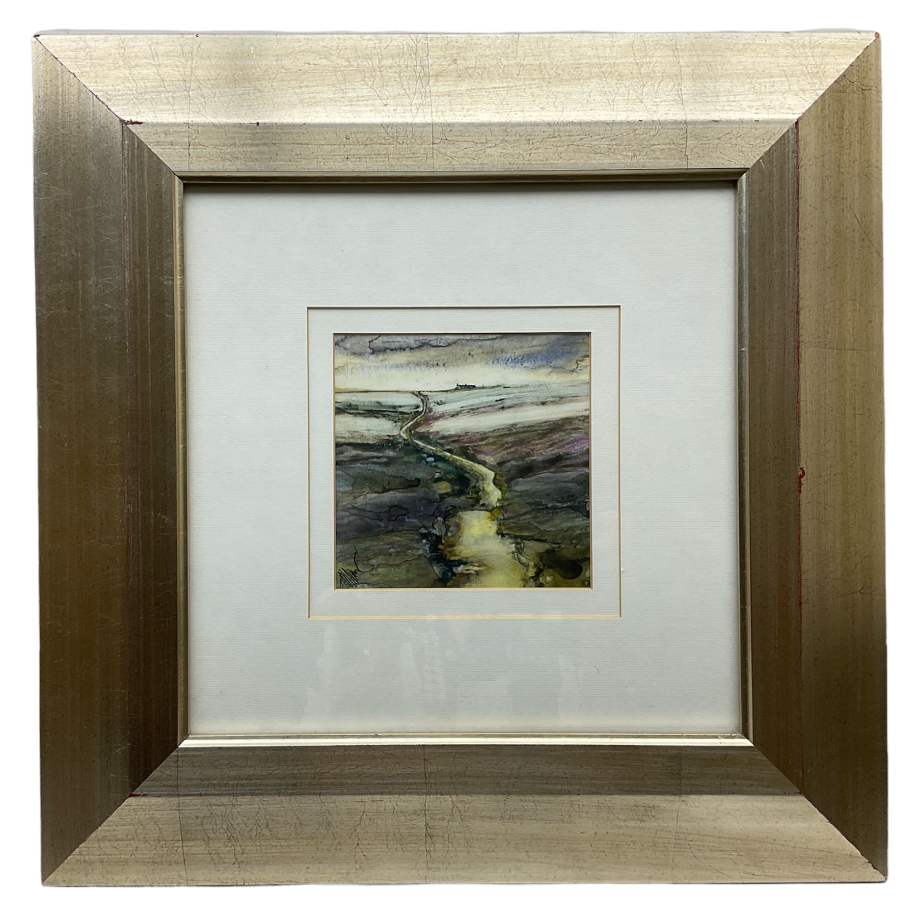 Tony Holahan (British Contemporary): 'Pennine Track', watercolour signed, labelled verso 15cm x 15cm