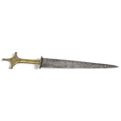 African Sudanese side-arm dagger with brass handle with cross detail, in leather scabbard, together with a collection of swords 