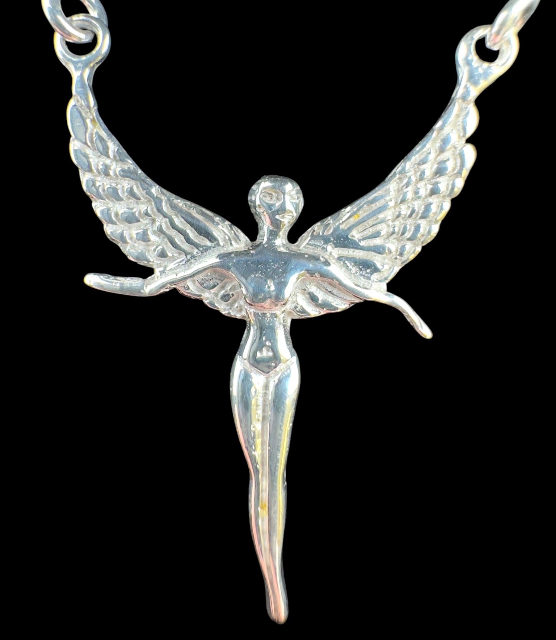 Silver guardian angel pendant necklace, boxed