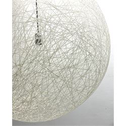 Large contemporary spun spherical light fitting with single branch