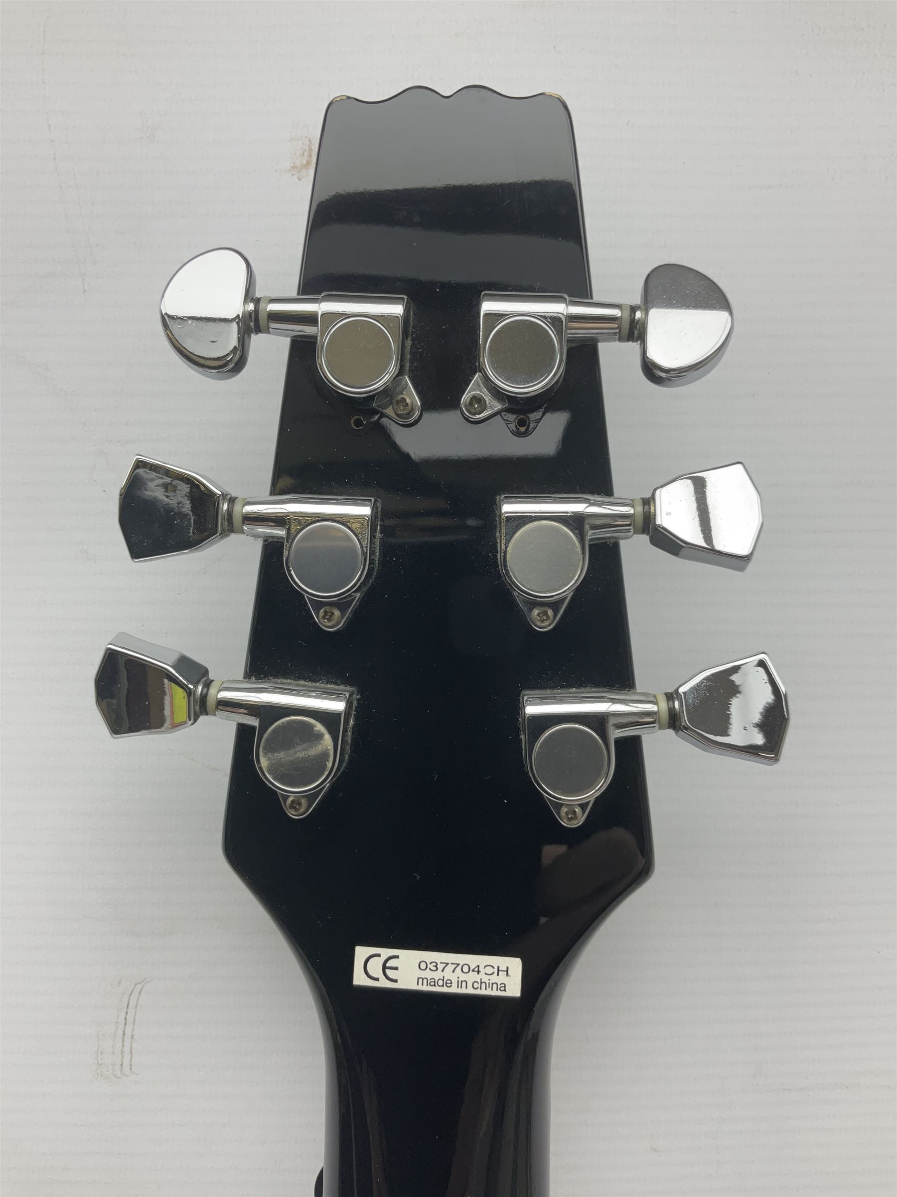 Aria Les Paul style electric guitar, no.037704CH L102cm; with amplifier, soft carrying case and stand; together with various guitar songbooks etc