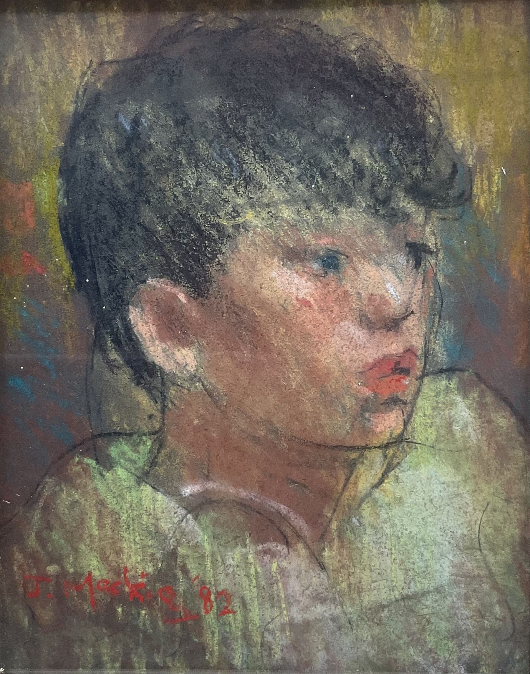John Mackie (Scottish 1953-): Portrait of a Boy, pastel signed and dated '82, 24cm x 19cm 