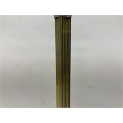 Early 20th century Daalderop of Holland Art Nouveau brass smokers stand, the square sided column stem raised upon circular spreading base with mounted ash tray decorated with typical Art Nouveau stylised motifs, with mark beneath, H72cm