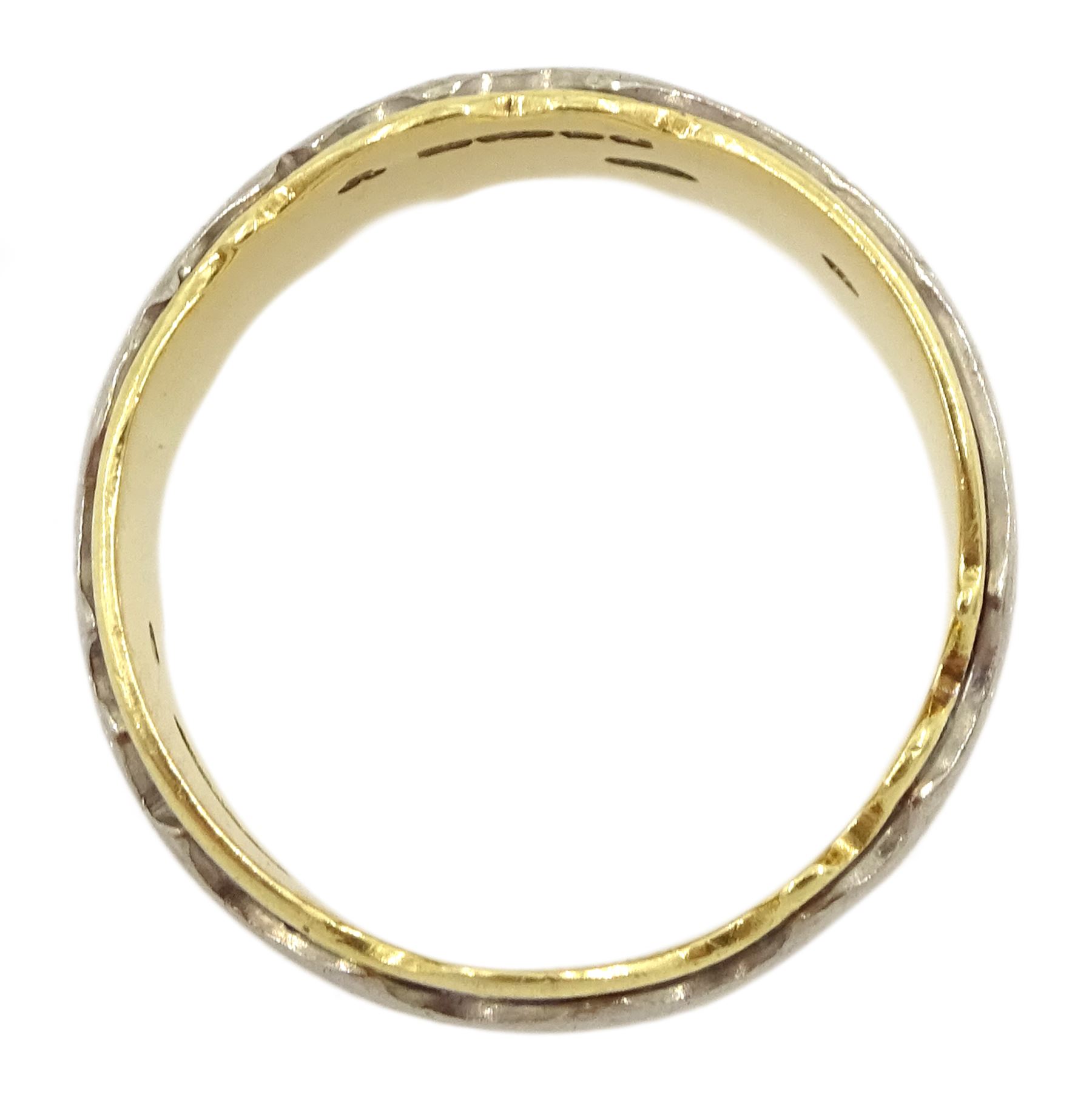 18ct gold ring, with abstract pierced white gold overlay, maker's mark