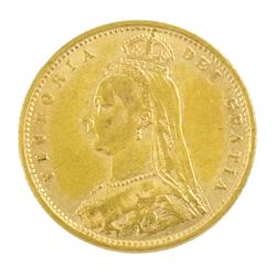 Queen Victoria 1890 gold half sovereign coin, shield reverse
