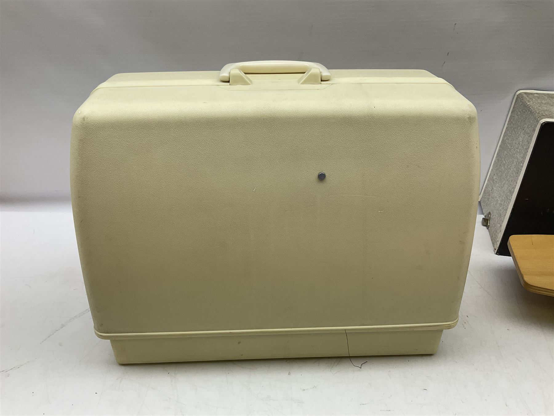 Vintage Brother electric sewing machine in case together with a Frister and Rossmann model 45 sewing machine in case