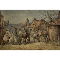 English School (19th century): Boxing Day Hunt - 'Scene during a Ride with the Brookside Harriers' Brighton, watercolour unsigned, inscribed and dated 'Friday Dec. 26th /51' verso 16.5cm x 24cm