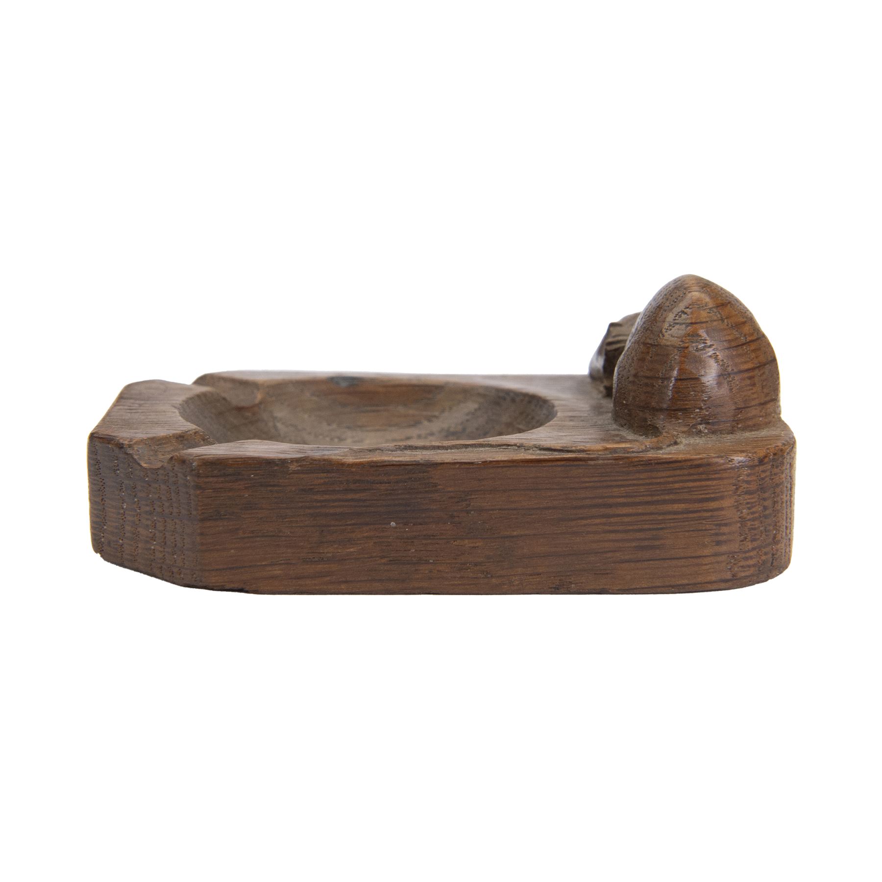 Mouseman - tooled oak ashtray, rectangular form with canted and rounded corners, carved with mouse signature, by the workshop of Robert Thompson, Kilburn, W10cm