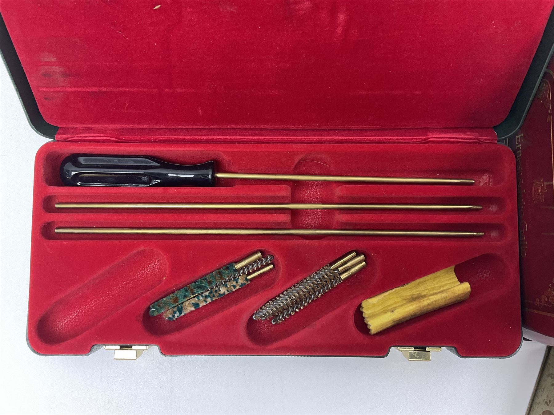 Assorted gun cleaning equipment including .303 brass oil bottle and boxed Webley Cleaning Kit etc; together with quantity of various calibre bullets for reloading 