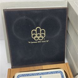 Six Queen Elizabeth II The Royal Canadian Mint silver proof four coin sets, to commemorate the 1976 Montreal Olympic Games, each set containing two five dollar coins and two ten dollar coin with Queen's head obverse and designs to the reverse relating to the Olympic Games, all in the original display cases and outer card boxes with certificates