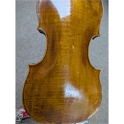 20th century violin, bearing label for Antonius and Hieronymus Amati, with bow stamped G. Werner, contained within fitted case