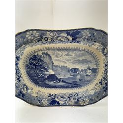 Pountney & Allies Bristol Views Series 'River Avon' meat plate together with Don Pottery meat platter 'Port of Alicata 