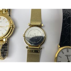 Two ladies Skagen wristwatches, to include 107SGSC and 107SGGD, both on stainless steel mesh straps, boxed, together with four other ladies wristwatches (6)
