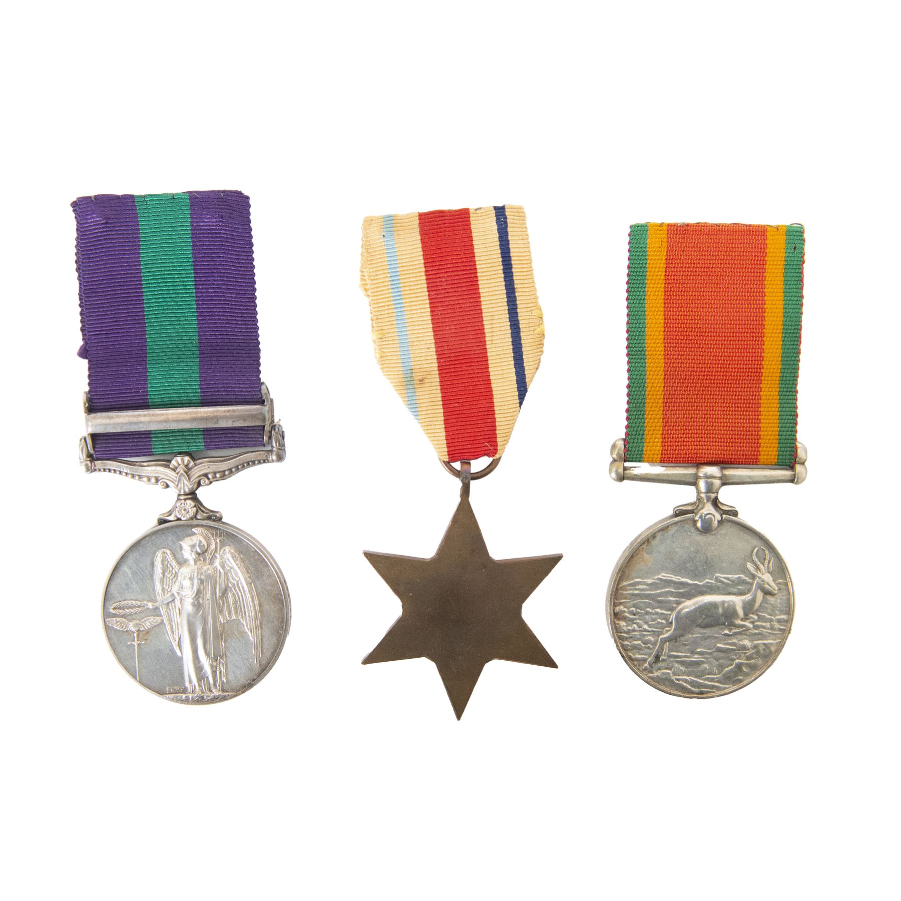 George VI General Service Medal with Malaya clasp, awarded to 22399897 Pte. M.H. Lister Green Howards, together with WWII Africa Service Medal, awarded to C277003 P. Philemon and The African Star 1st Army