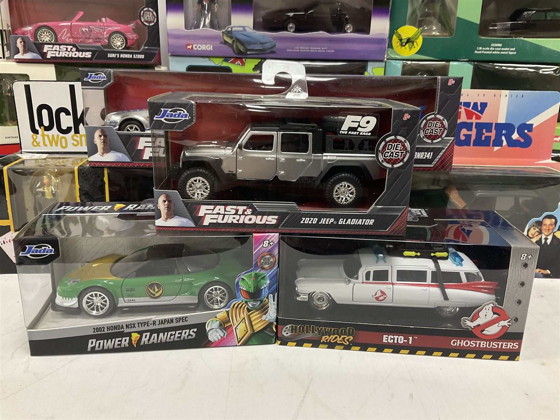 Corgi etc - seventeen TV/Film related die-cast models including Lock Stock & Two Smoking Barrels, The New Avengers, The Green Hornet, Fast & Furious, The Avengers, Starsky & Hutch, Knight Rider, Dads Army, Transformers, Power Rangers, Ghostbusters etc; all boxed (17)