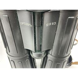 Pair of Optolyth 12 x 63 binoculars, made in Germany, serial no 82186, in leather case
