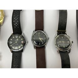 Ladies Lunesa manual wind wristwatch, Seatom automatic wristwatch and three others, together with a collection of coins and banknotes, including an 1885 penny, etc