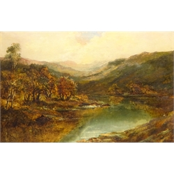  Rural Mountainous Landscape with River 19th/20th century oil on canvas unsigned 50cm x 75cm in gilt frame  