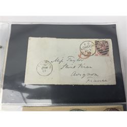 Postal history, including imperf penny reds on covers or entires, mourning cover, Cape of Good Hope overprinted postal stationary, pre-stamp items etc, housed in a ring binder folder