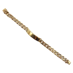 9ct gold curb chain identity bracelet, approx 63gm