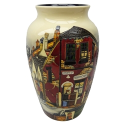 Very large Moorcroft limited edition vase decorated in the Back to Back pattern by Paul Hilditch, ltd. ed. no. 29/40 dated 2012 H40cm   