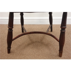  19th century yew wood and elm Windsor armchair, stick and wheel splat back, turned supports connected by crinoline stretcher  