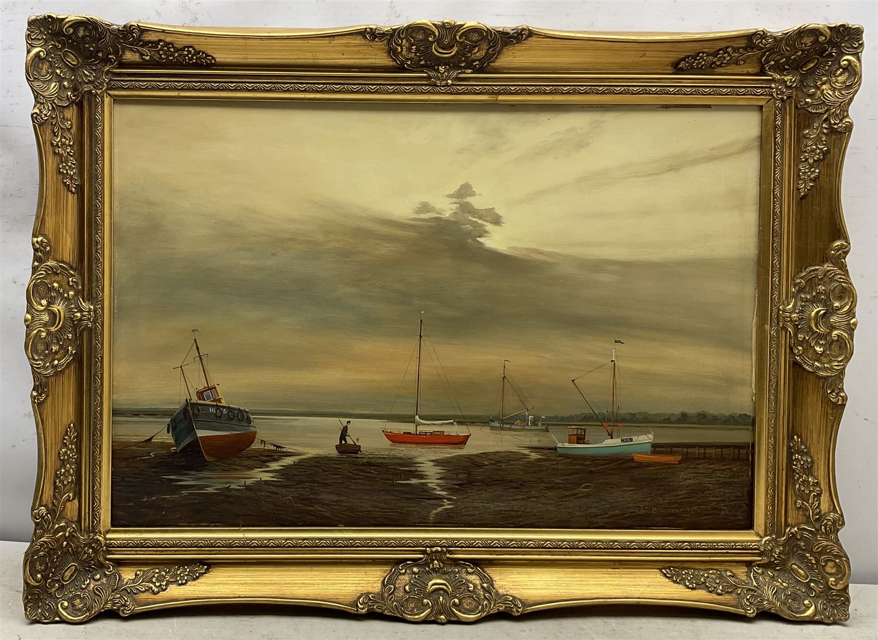 William Francis Burton (British 1907-1995): West Mersey, oil on board signed and dated 1970, in swept gilt frame 50cm x 75cm 