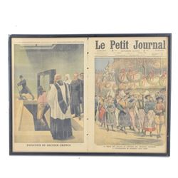 Le Petit Journal framed illustrated images of execution of Doctor Crippen, circa 1910, H45...
