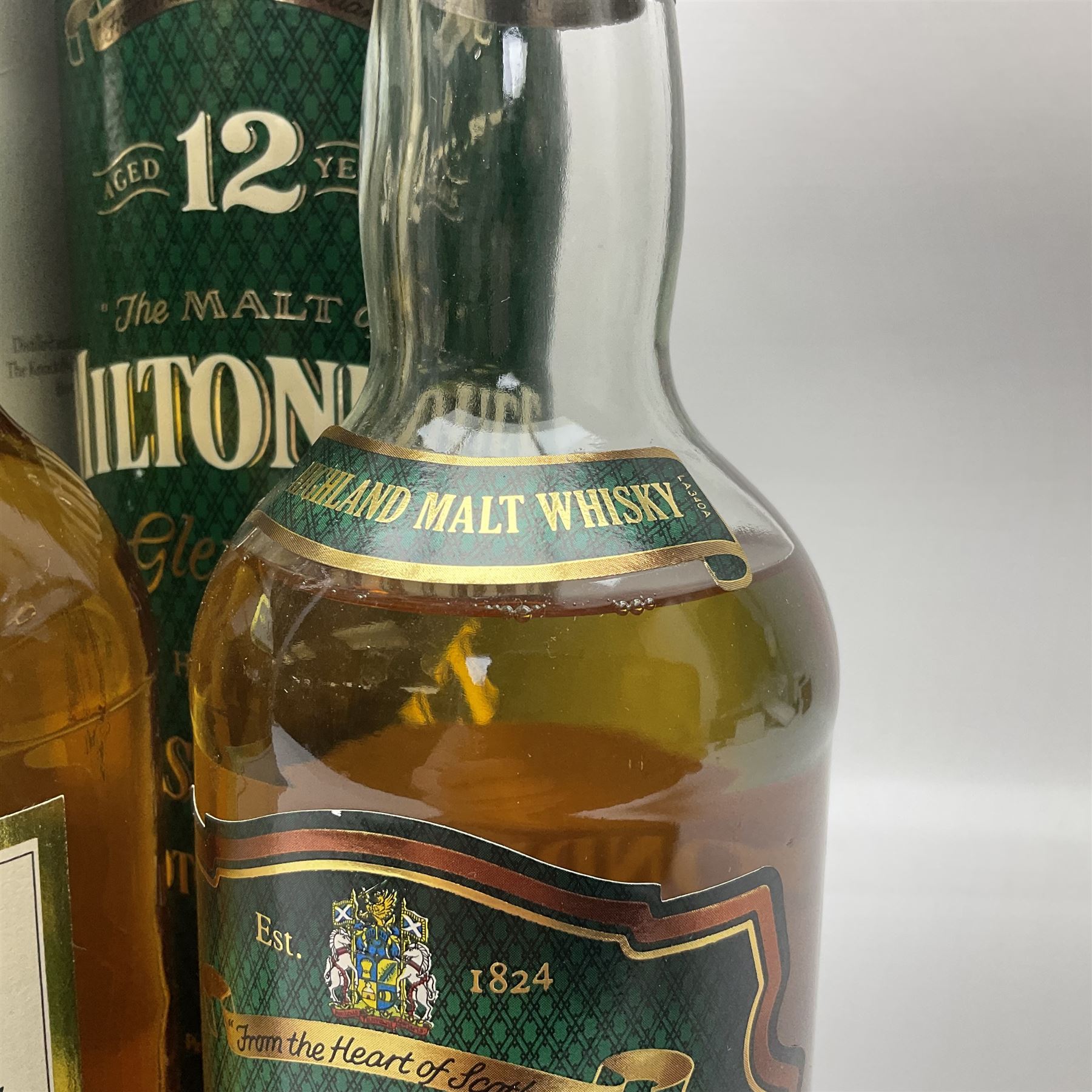 Knockdhu, 12 year old, single malt Scotch whisky, 70cl, 40% vol, Miltonduff, 12 year old, single malt Scotch whisky, 70cl, 43% vol and Deanston, 12 year old, single malt Scotch whisky, 70cl, 40% vol (3)