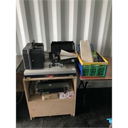 Ryobi router table with router, dewalt biscuit joiner with biscuits, joiners books, clamps etc  - THIS LOT IS TO BE COLLECTED BY APPOINTMENT FROM DUGGLEBY STORAGE, GREAT HILL, EASTFIELD, SCARBOROUGH, YO11 3TX