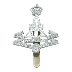 Royal Navy Long Service and Good Conduct Medal awarded to 'Pte H.C Oakman Suffolk Regt', together with a Yorkshire Regiment cap badge